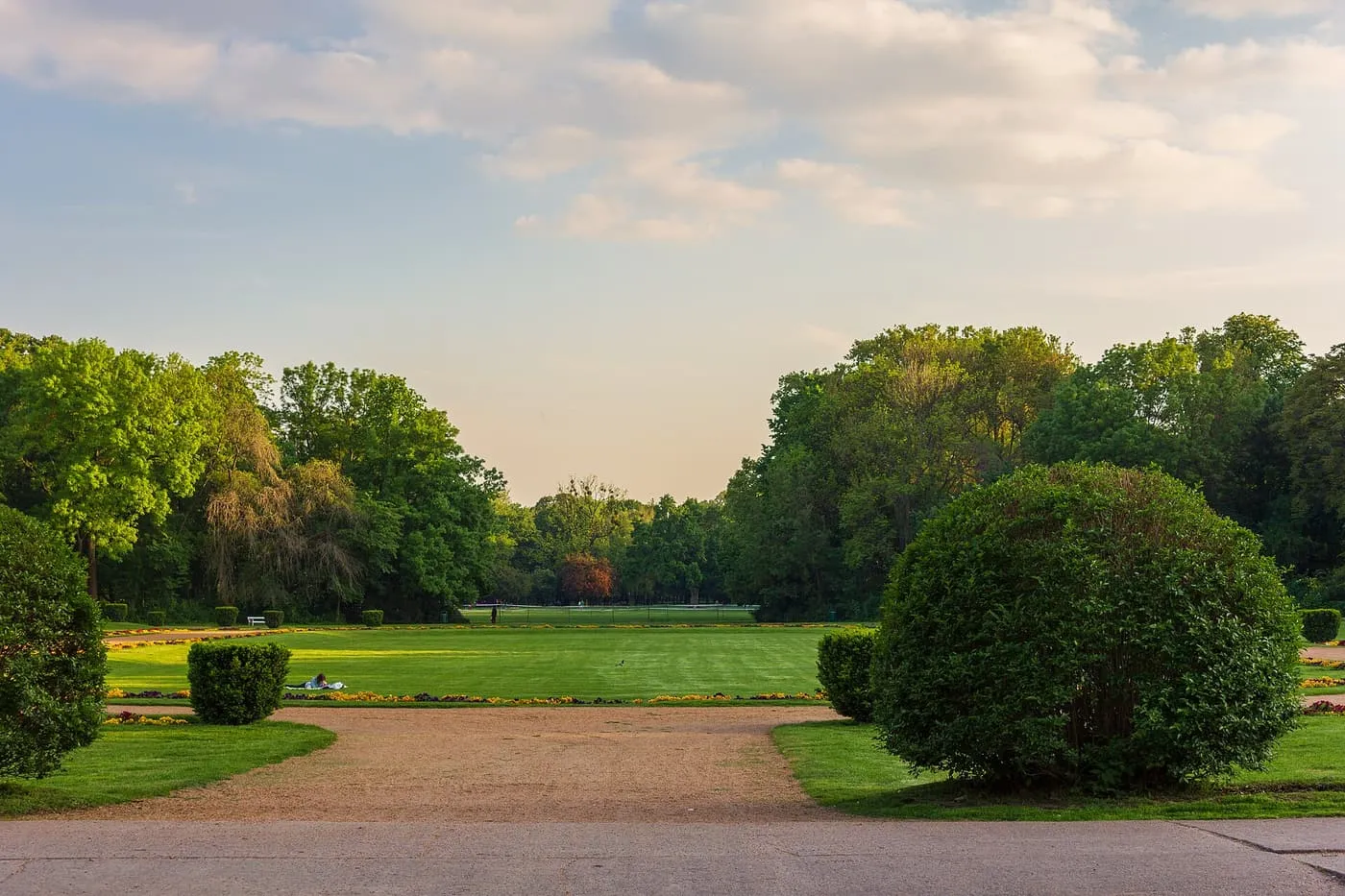 Lawns, paths and trees in the rose garden on Margaret Island