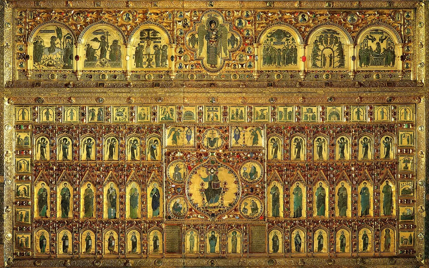 The Pala d'Oro, an altarpiece of gold and enamel set with gems