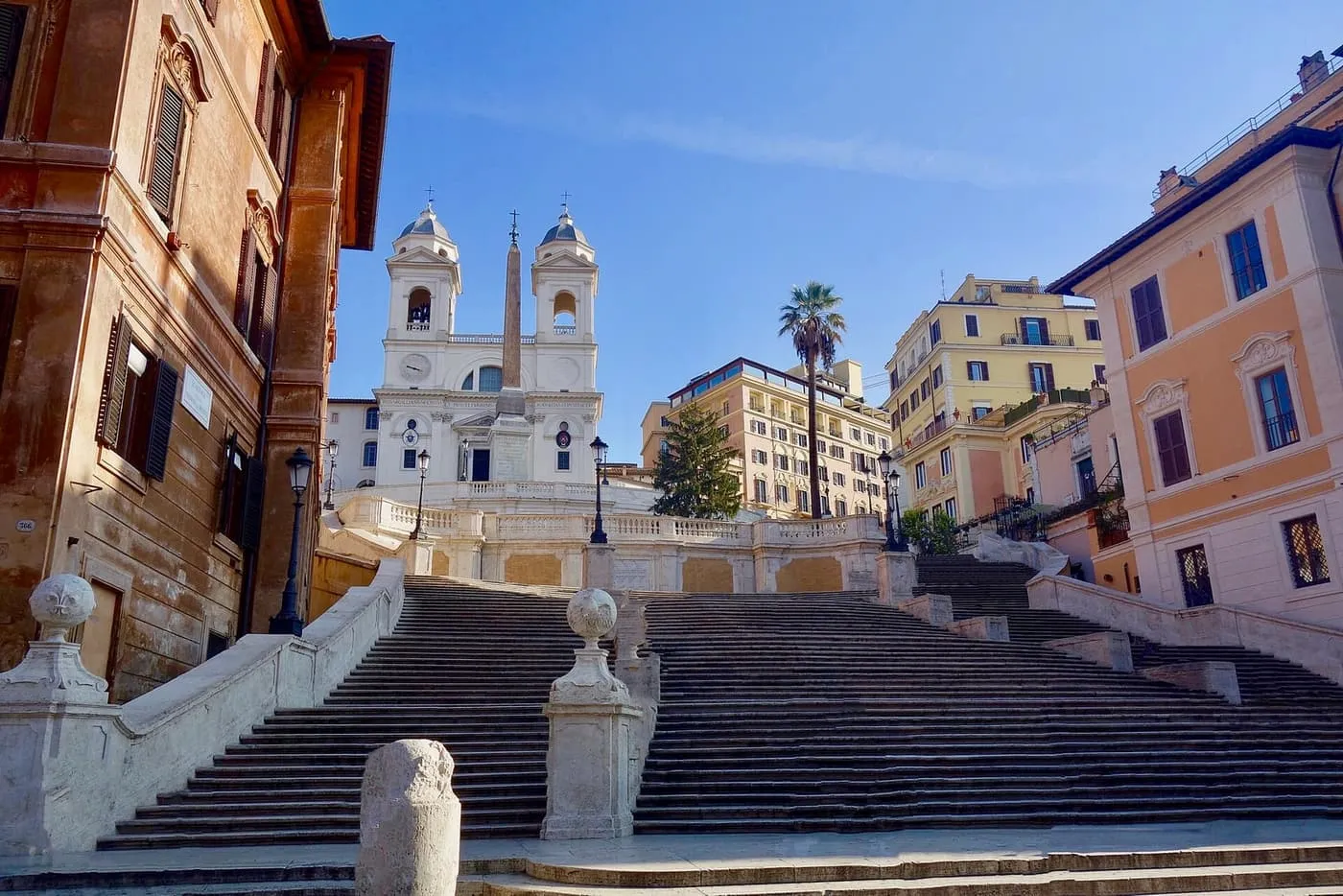 The Spanish Steps rising to the twin towers of Trinità dei Monti
